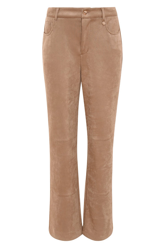 straight fit broek camelkleur brooke met zakken en ritssluiting