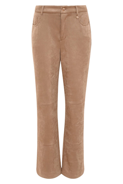 straight fit broek camelkleur brooke  met zakken en ritssluiting