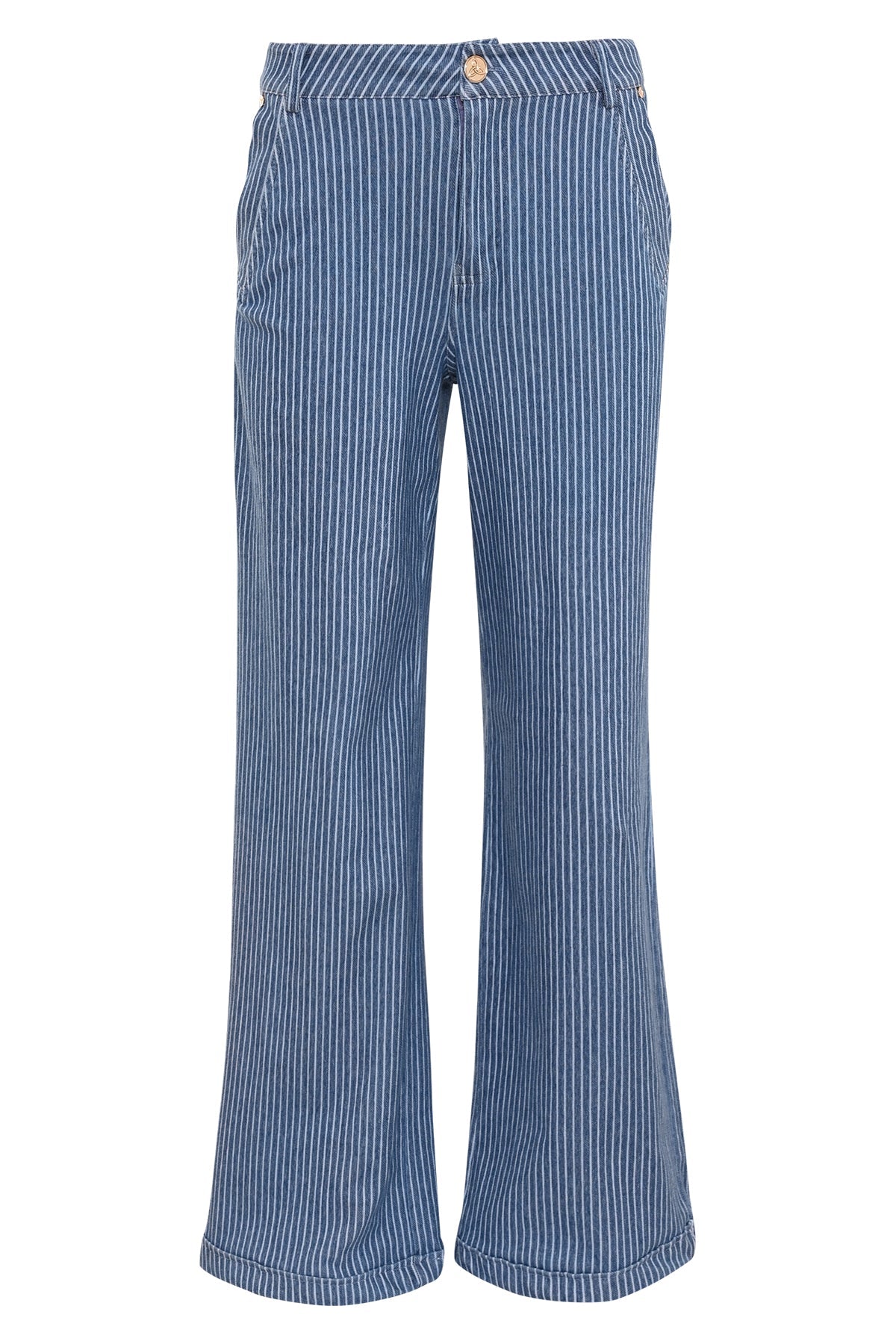 ducess blauw gestreepte jeans met rechte pijpen
