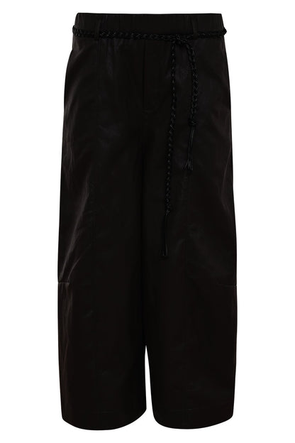 fanano zwarte wijde broek vegan lederlook 