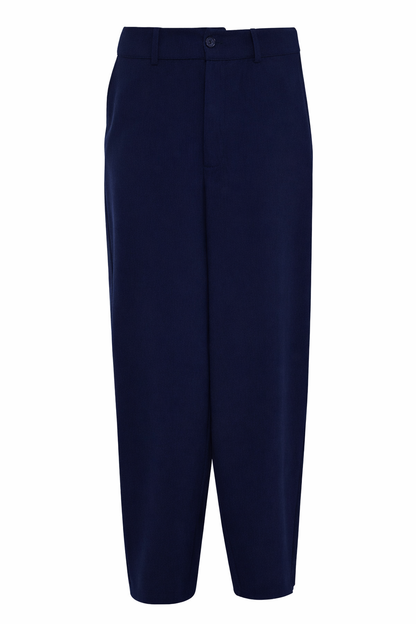 imola donkerblauwe wide leg barrel met knoopsluiting