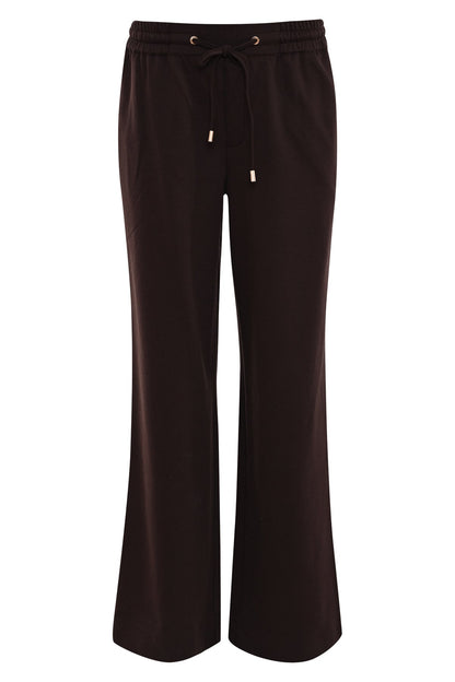 reida bruine broek is een comfortabele damesbroek met een elastische tailleband en aantrekkoord