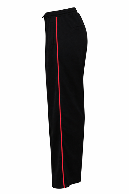 Zwarte broek Rachel met rode zijstreep