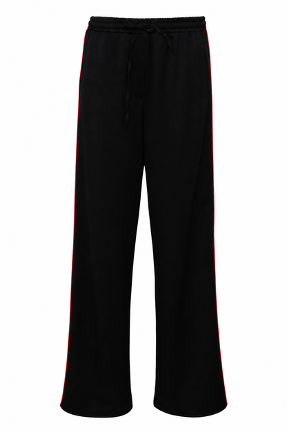 Zwarte broek Rachel met rode zijstreep