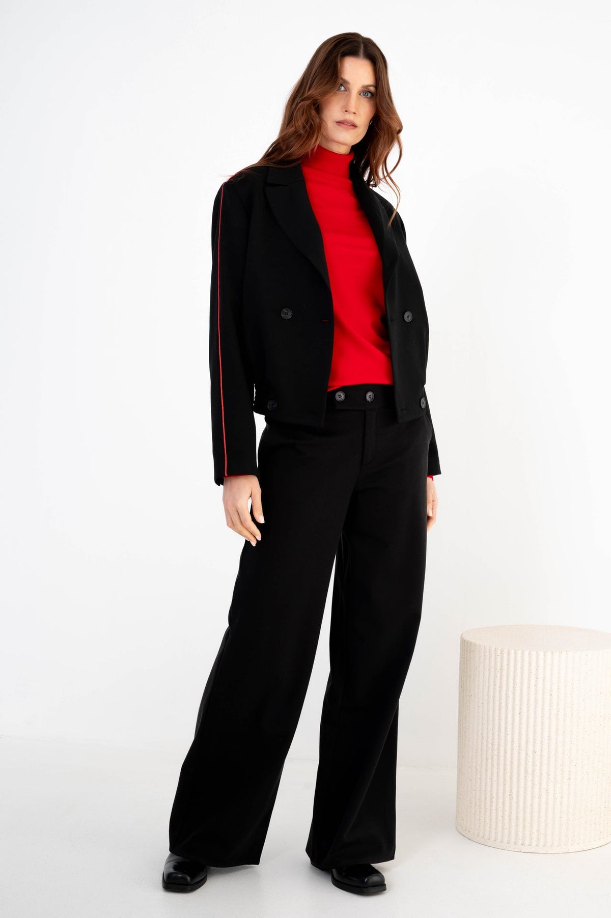 Zwarte wide leg broek Sella