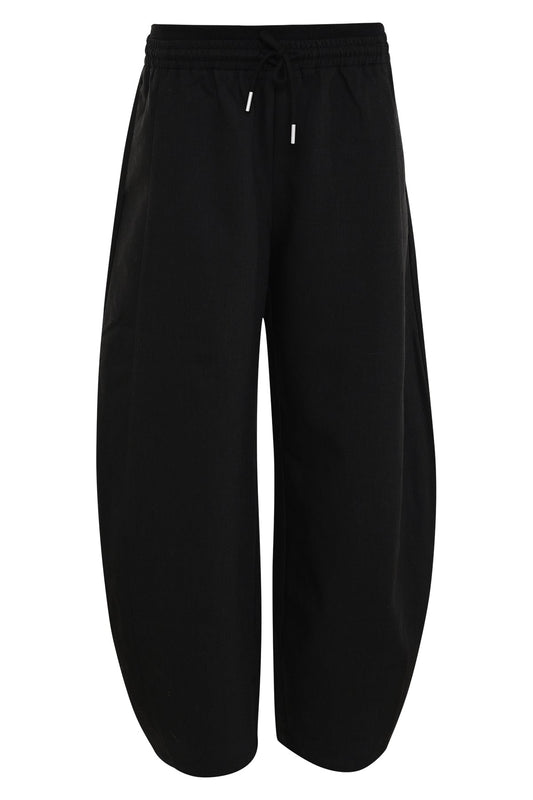 vadou zwarte barrel broek met elastische tailleband en pantalon stof
