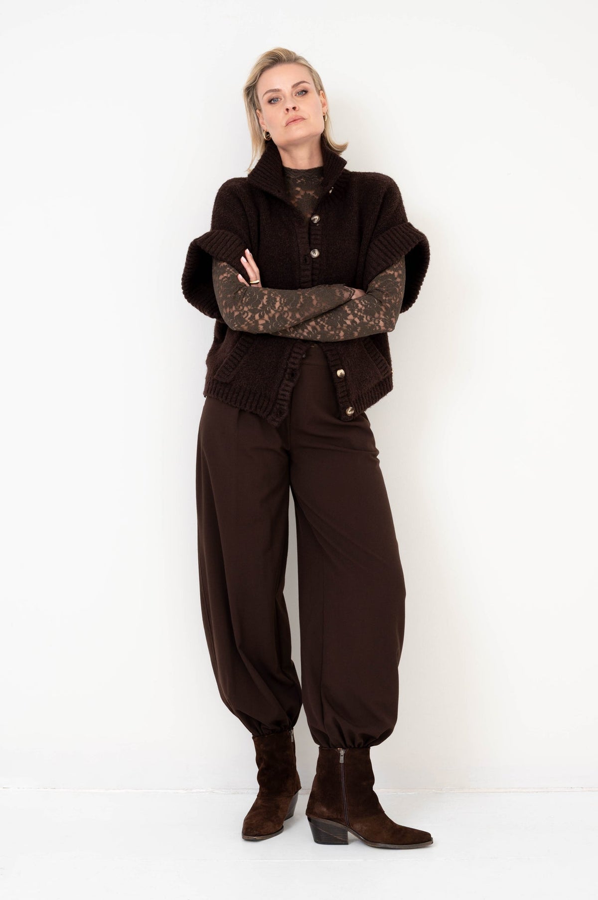 Bruine barrel broek Vida