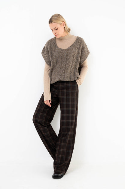 Calla bruine geruite broek