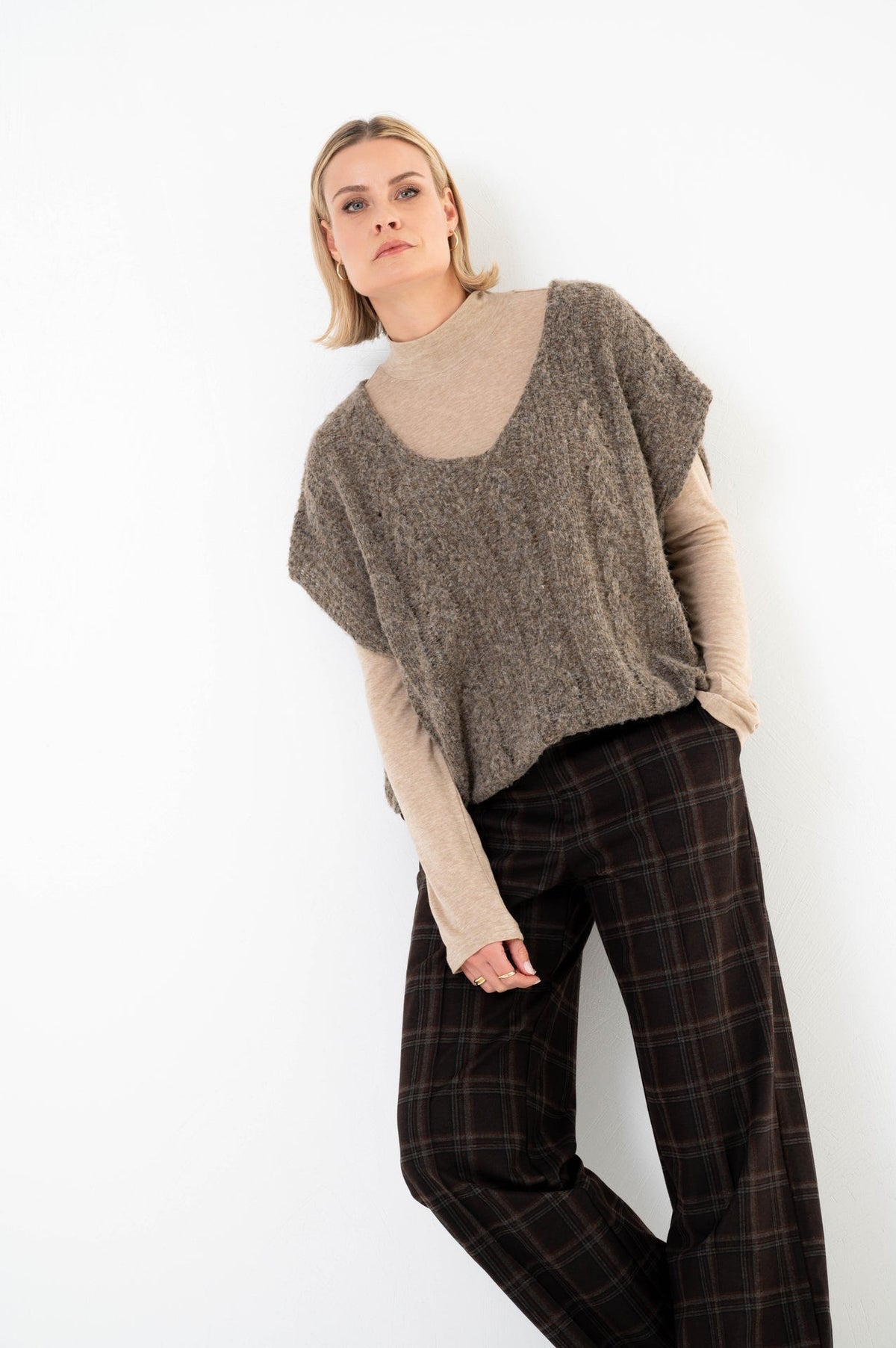 Calla bruine geruite broek