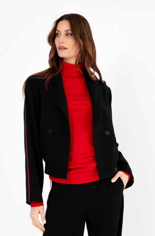 Zwarte Zinzi blazer met rode bies