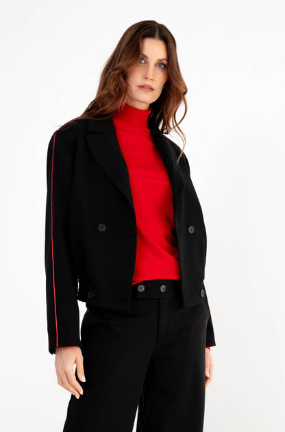Zwarte Zinzi blazer met rode bies
