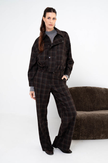 Calla bruine geruite broek