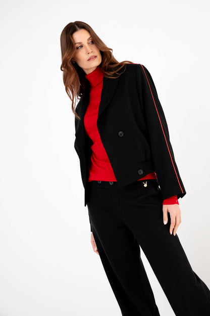 Zwarte Zinzi blazer met rode bies